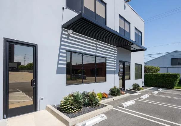Westgate Media Park entrance and deep window canopy